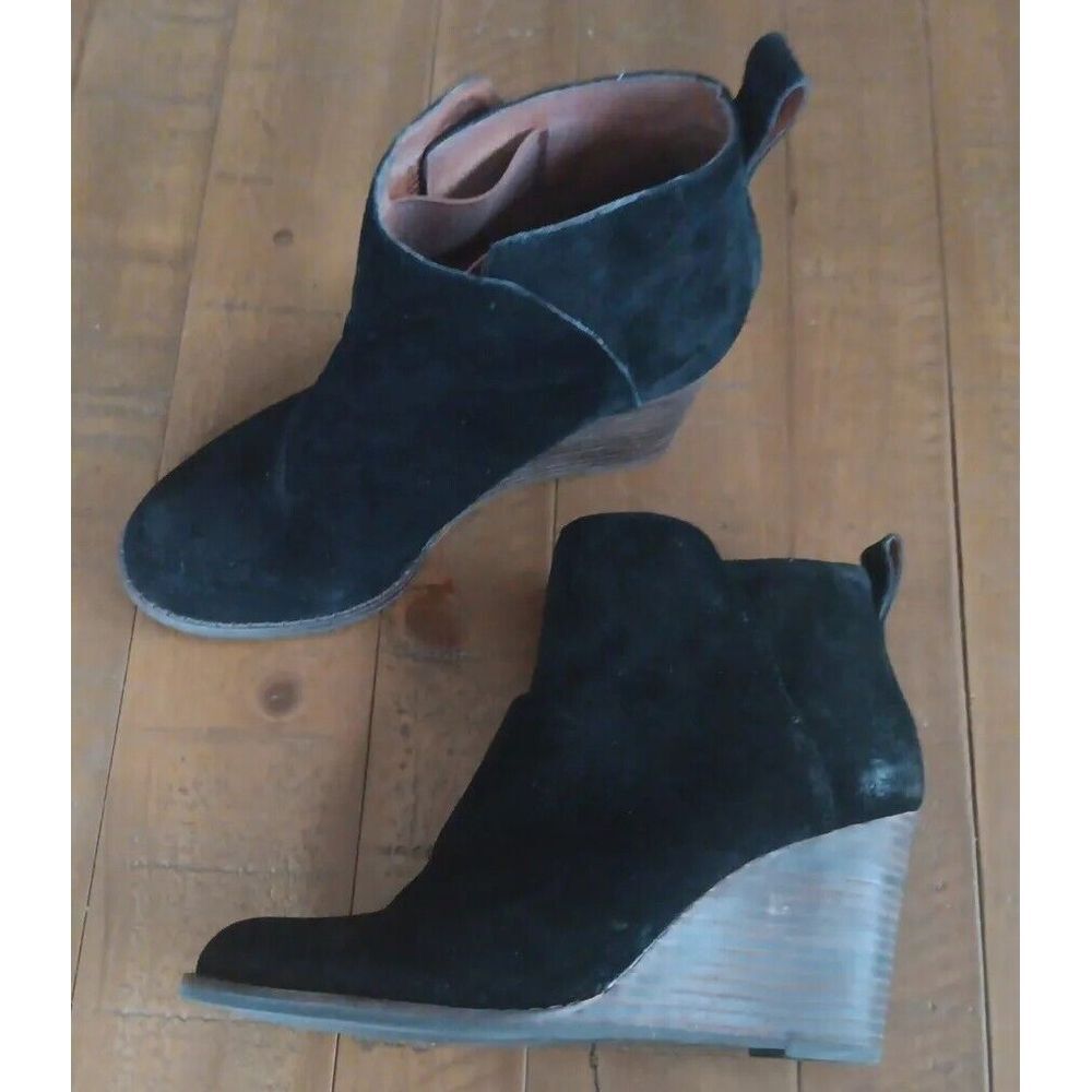 Lucky Brand‎ Size 7.5 Medium Booties Ankle Boots Black Suede